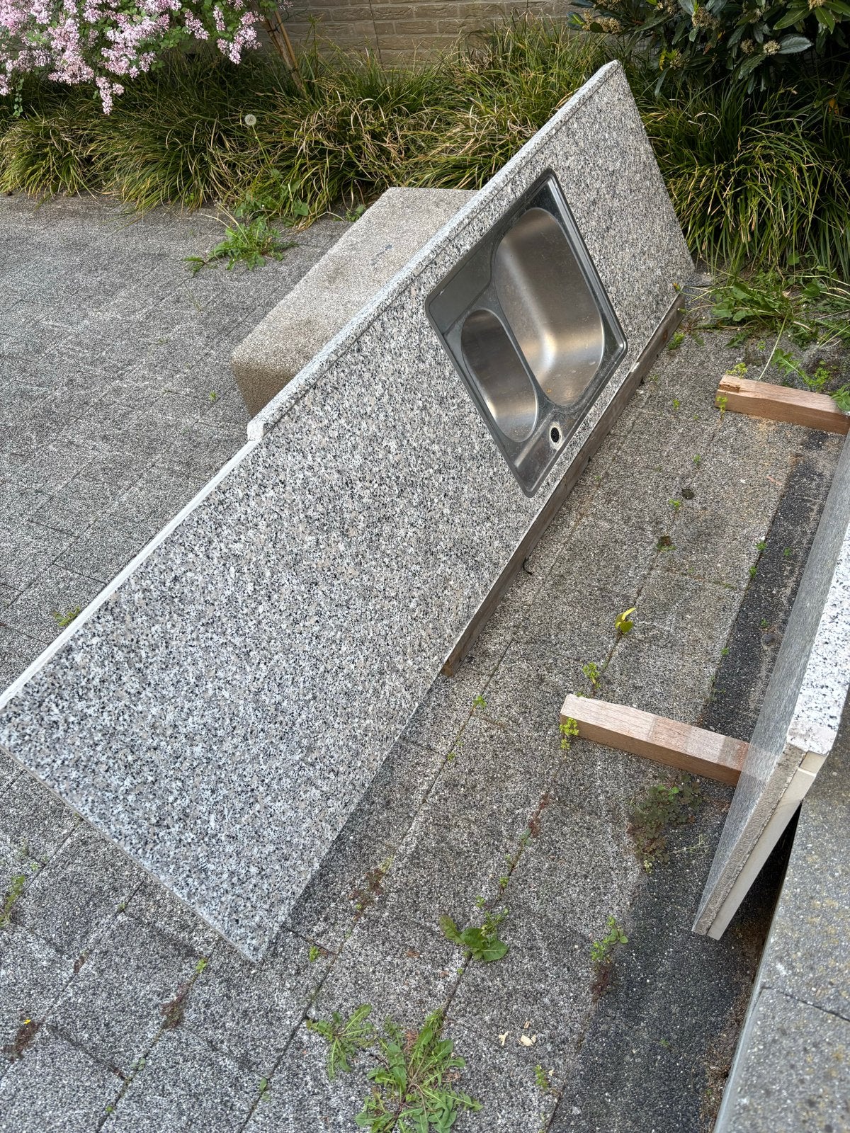 Granieten aanrechtbladen met spoelbak, Ophalen, Gebruikt, 200 cm of meer, Minder dan 100 cm