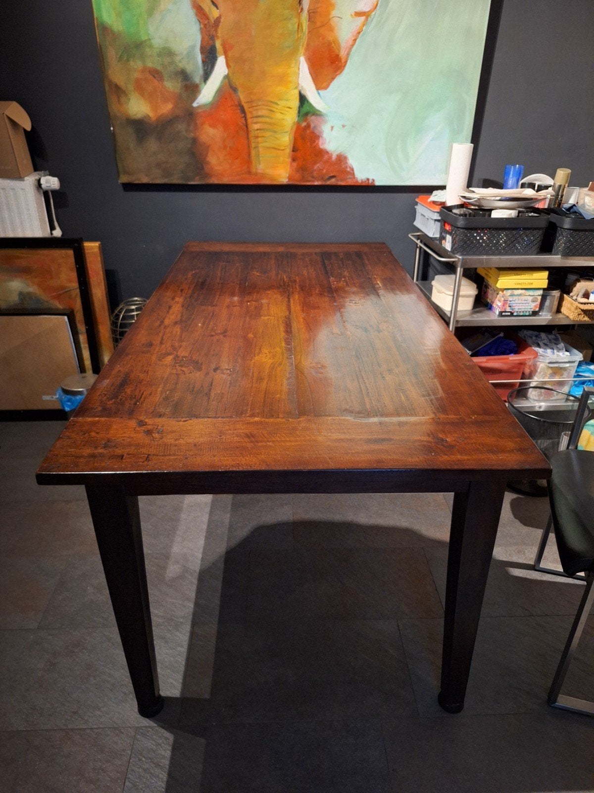 mooie tafel Teak in eiken kleur!, Huis en Inrichting, Tafels | Eettafels, Teakhout, Zo goed als nieuw, 150 tot 200 cm, Rechthoekig