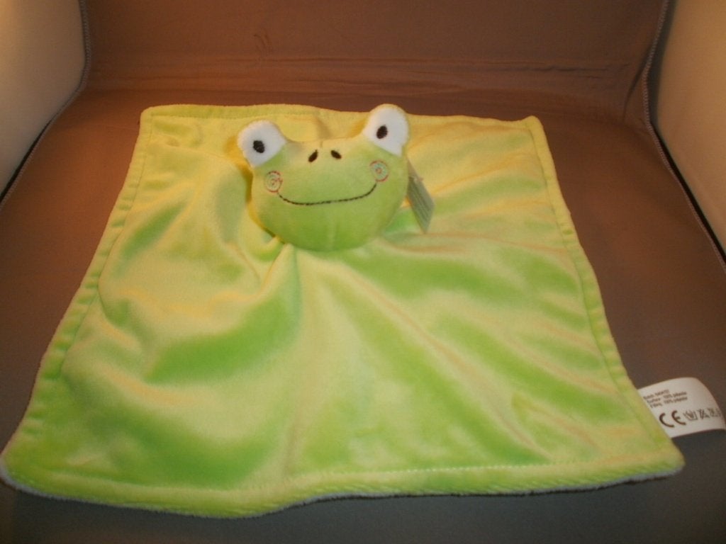 Wibra kikker groen velours knuffel doekje 25x26 cm witte, Kikker, Groen, Overige merken, Nieuw