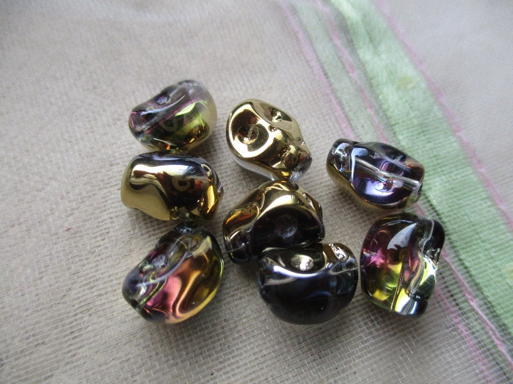 681/ tsjechische crystal goud rainbow skull kralen, Ophalen of Verzenden, Nieuw, Kraal