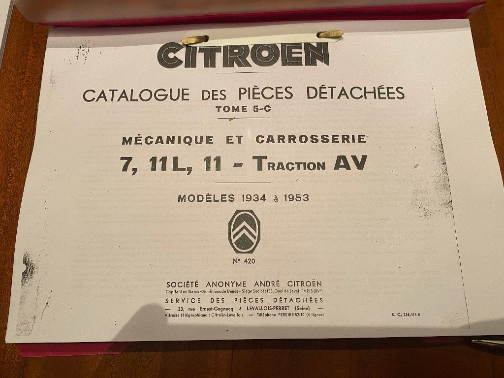 traction avant citroen catalogue de piece detache 1934/1953, Ophalen of Verzenden, Nieuw