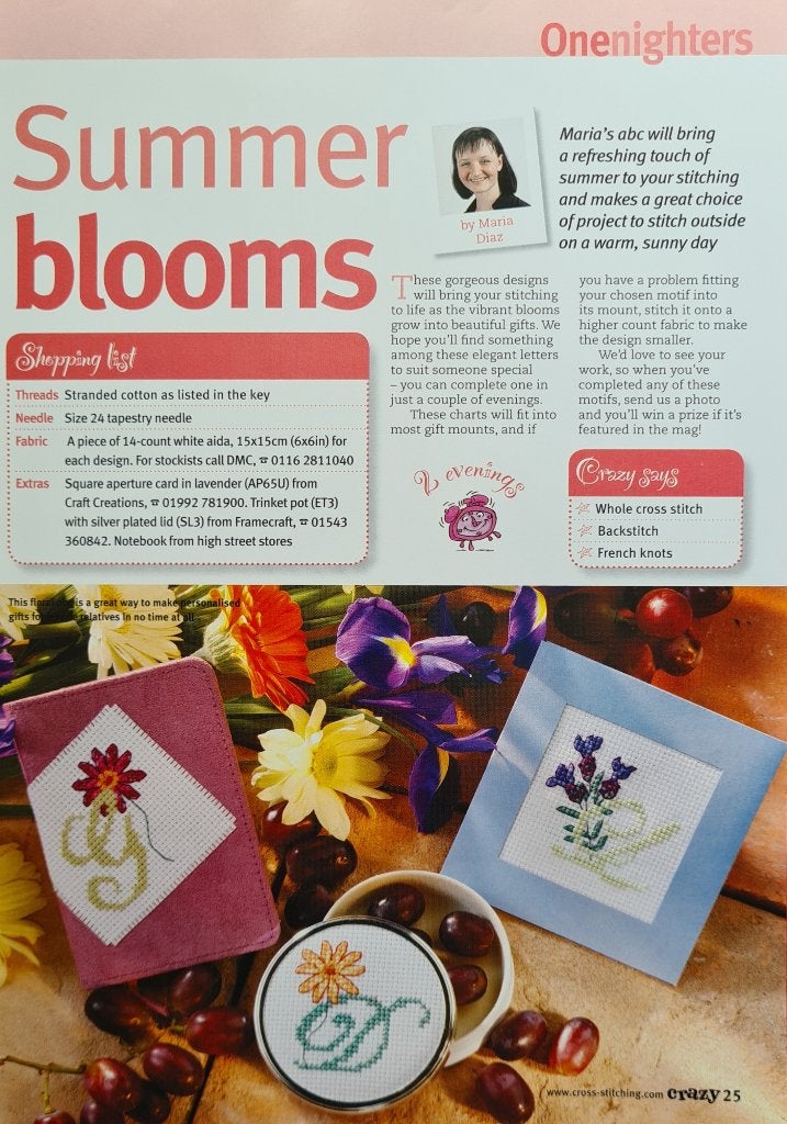 Zomerbloemen alfabet borduurpatroon, Ophalen, Nieuw, Handborduren, Patroon