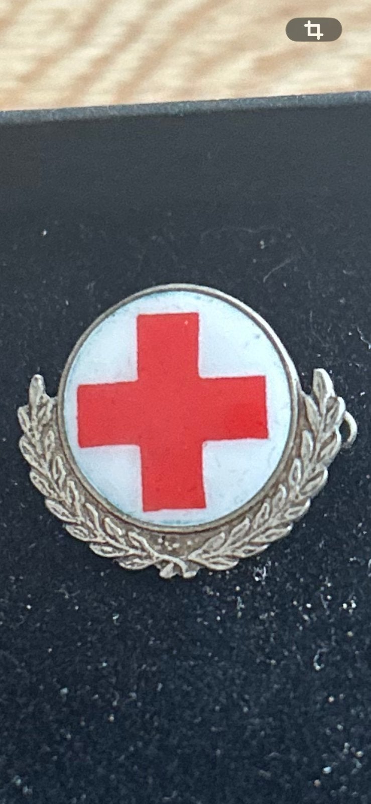 Vintage Rode Kruis speld/broche met lauwerkrans (1930-1950), Ophalen of Verzenden, Zo goed als nieuw, Overige onderwerpen