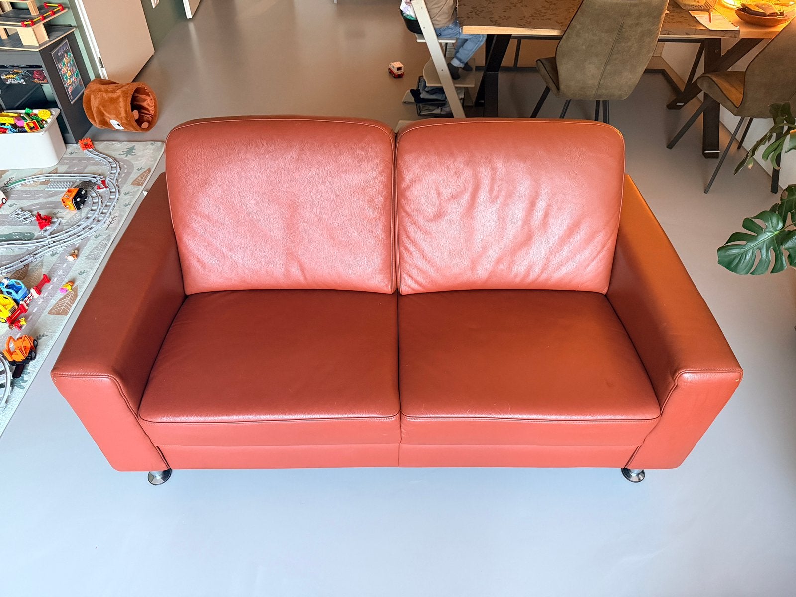 Leren tweepersoonsbank - Comfortabel, Ophalen, Gebruikt, 150 tot 200 cm, Tweepersoons