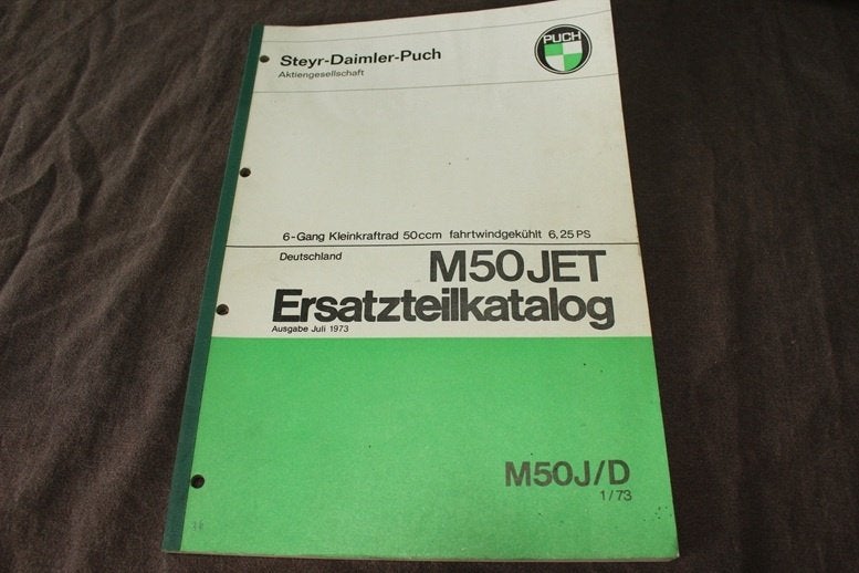 Puch M50 Jet 6 gang 6,25PS 1973 ersatzteil katalog M50J/D, Fietsen en Brommers, Ophalen of Verzenden, Gebruikt