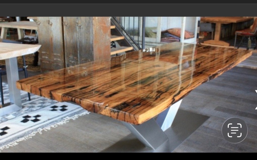 Bijzondere epoxy eettafel - 98 x 249 cm, Ophalen, 200 cm of meer, 50 tot 100 cm, Zo goed als nieuw