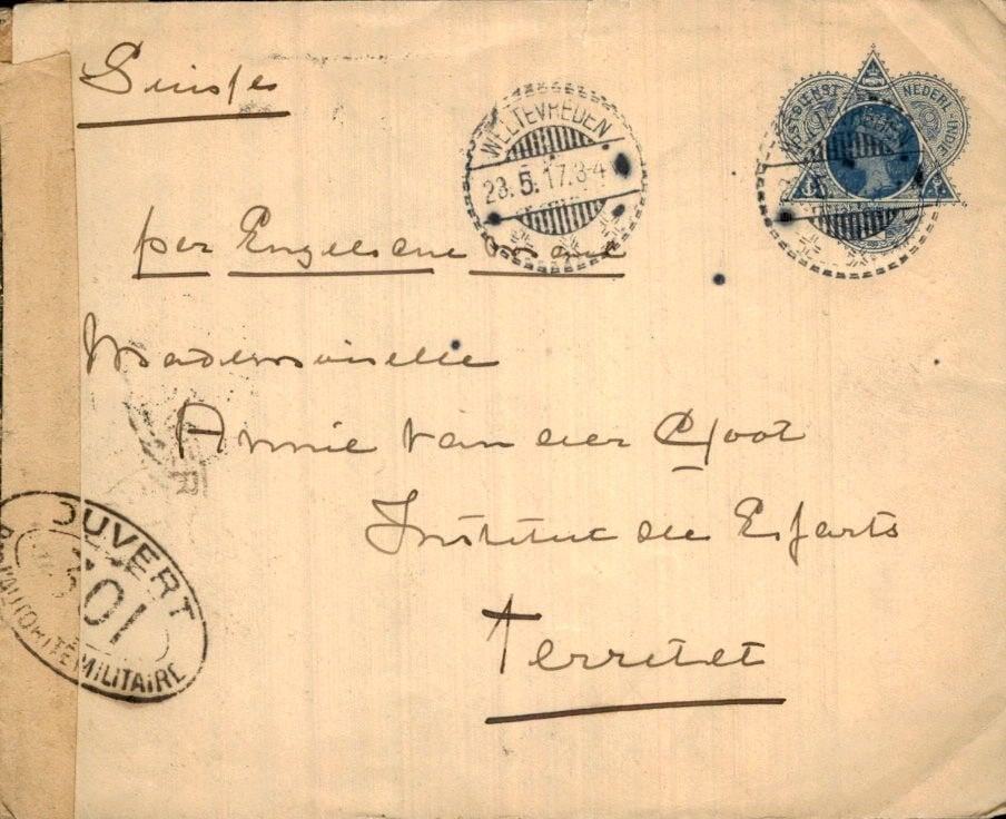 Nederlands Indië - Zwitserland - 1917, Ophalen of Verzenden, Envelop