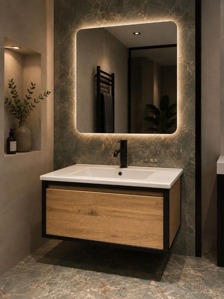 Badmeubel 80 cm massief eiken Brauer van €1455 nu €500 NIEUW