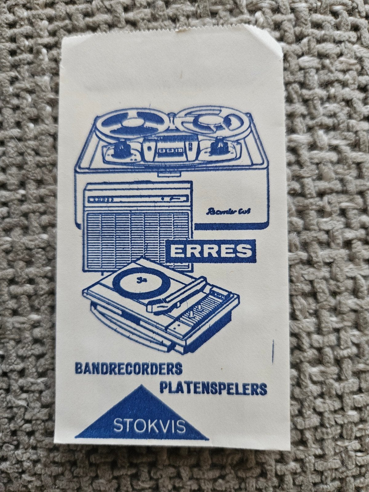 Erres Bandrecorder/Platenspeler suikerzakje Reclame, Verzamelen, Ophalen of Verzenden