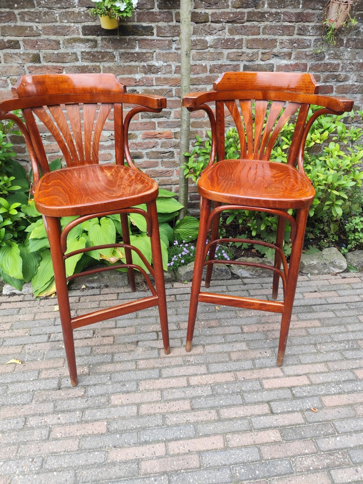 2 barkrukken thonet, 2 krukken, Ophalen of Verzenden, 60 tot 90 cm