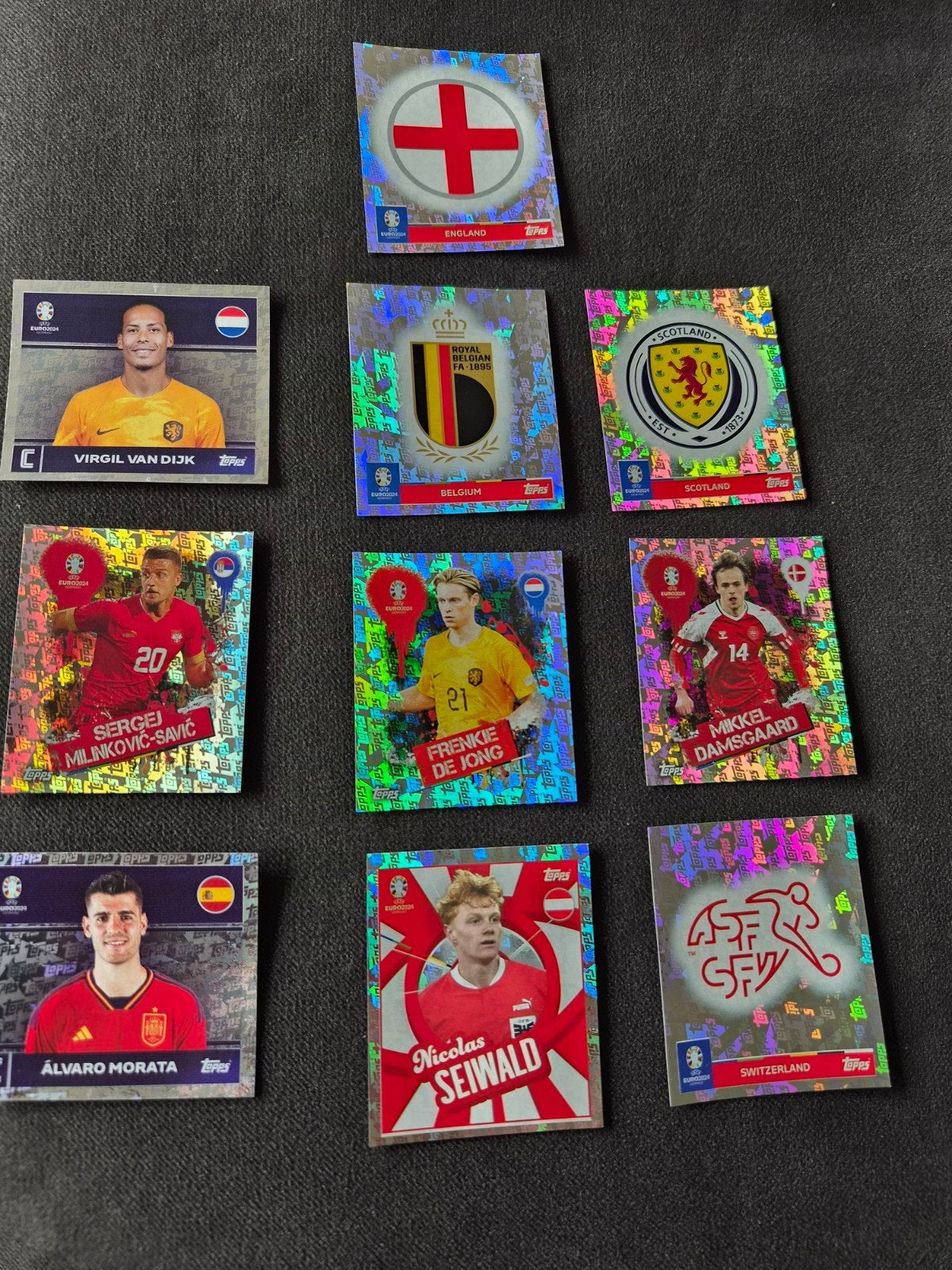 Topps Foil stickers Euro 2024 Van Dijk / de Jong, Ophalen of Verzenden, Zo goed als nieuw, Stickers en Plaatjes