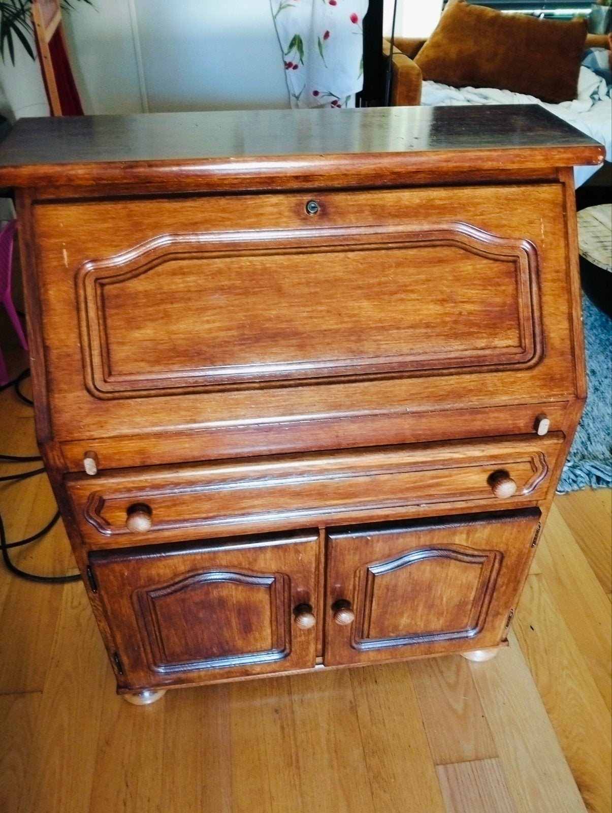 Antiek houten secretaire / schrijfbureau met lades, Antiek en Kunst, Ophalen