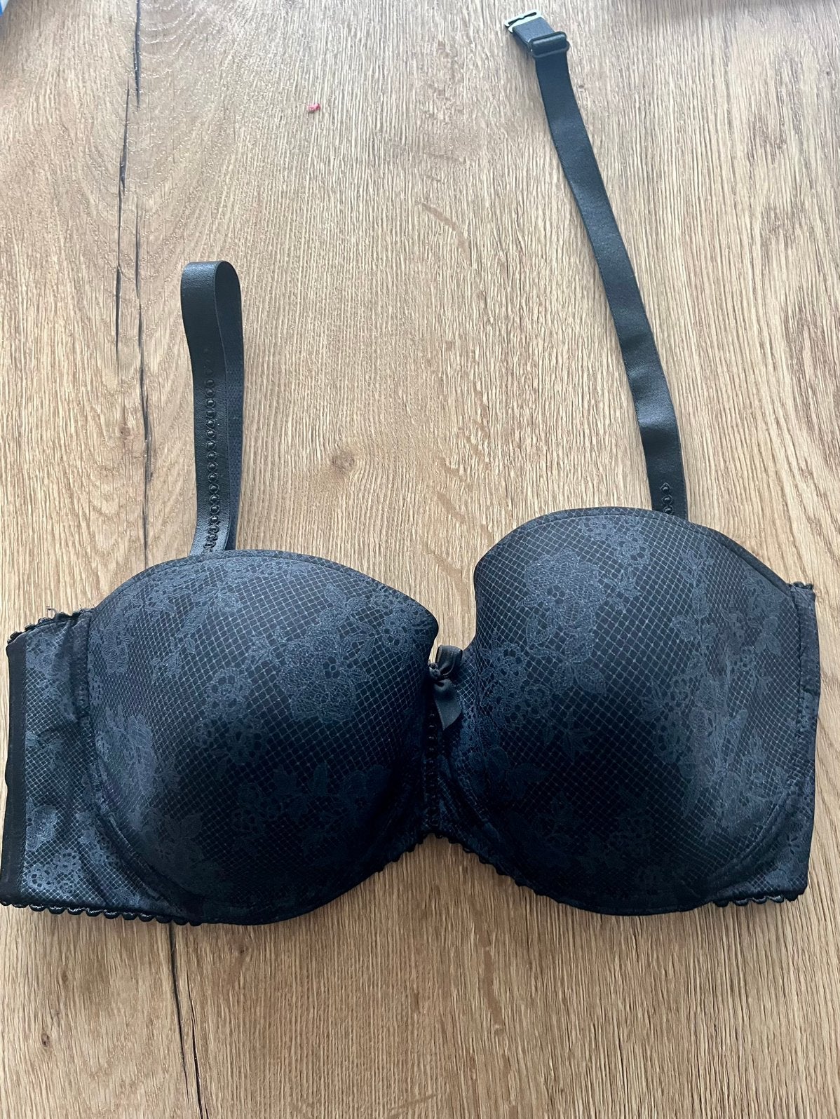 Prima donna 90D strapless bh Zwart met ingeweven bloem, Verzenden, Zwart, BH