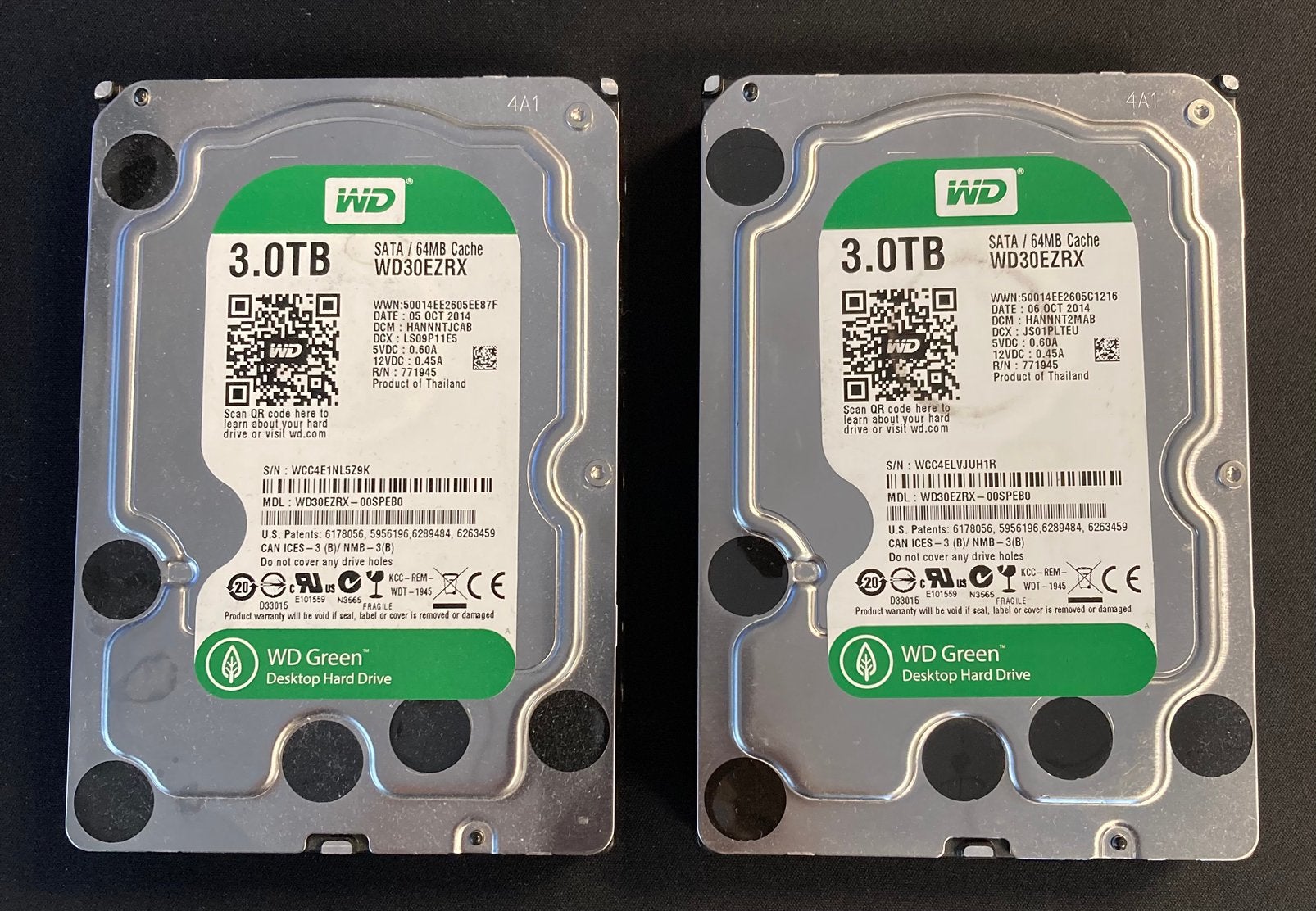 2x 3TB WD Green, Ophalen of Verzenden, Desktop