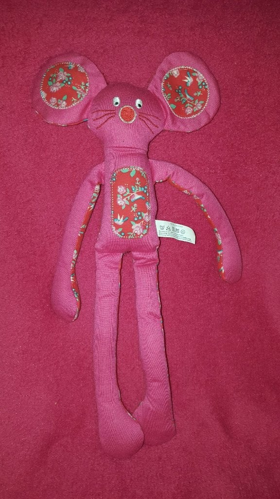 Slungel, Grote roze Muis van stof, Hema. 40cm. 4A12, Kinderen en Baby's, Tweedehands verkoop, Tweedehands verkoop, Gebruikt, Overige typen