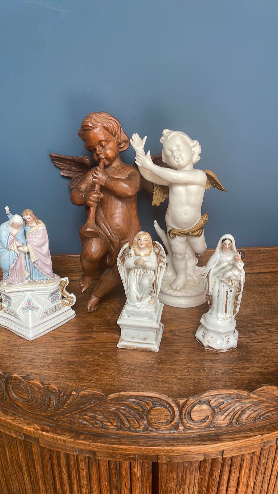 Religieuze figuren ( porselein en hout), Verzamelen, Beelden en Beeldjes, Ophalen of Verzenden, Gebruikt, Religie
