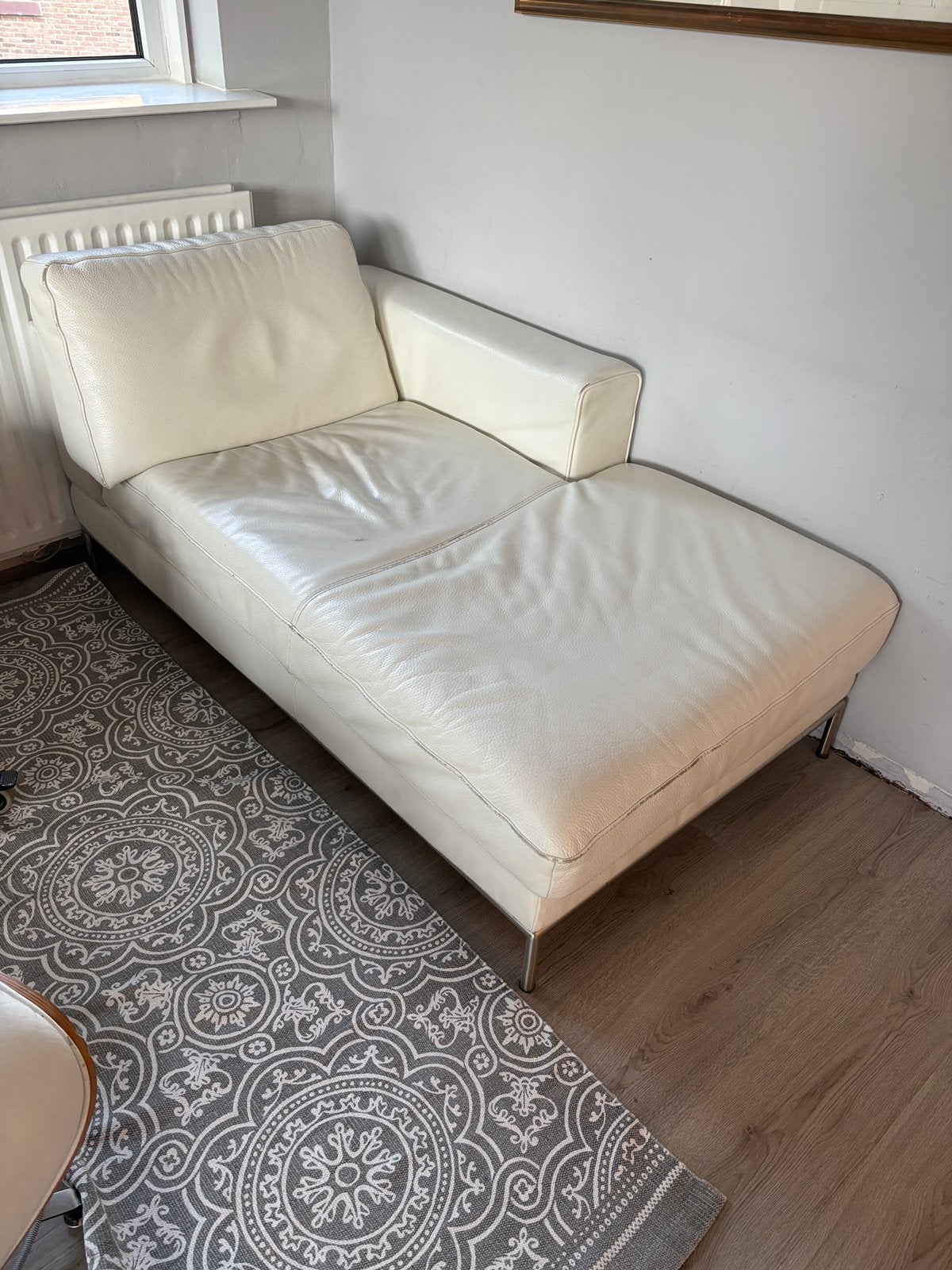 Ikea bank chaise lounge wit, Ophalen, Gebruikt, Eenpersoons, Leer