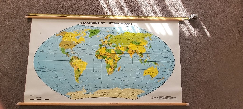 Vintage staatkundige wereldkaart, Overige typen, Hebri, 1800 tot 2000, Wereld