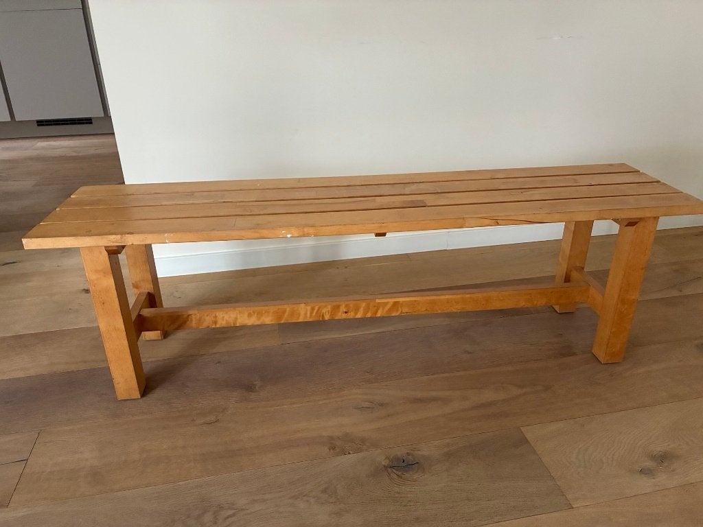 Houten bankje – 150  35  45 cm, Ophalen, Tweepersoons, 75 tot 100 cm, Zo goed als nieuw