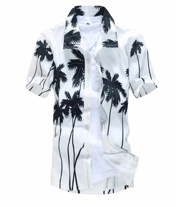 Heren wit hawai overhemd (M L XL 2XL 3XL 4XL 5XL palmbomen), Verzenden, Nieuw, Meerkleurig, Overige halswijdtes