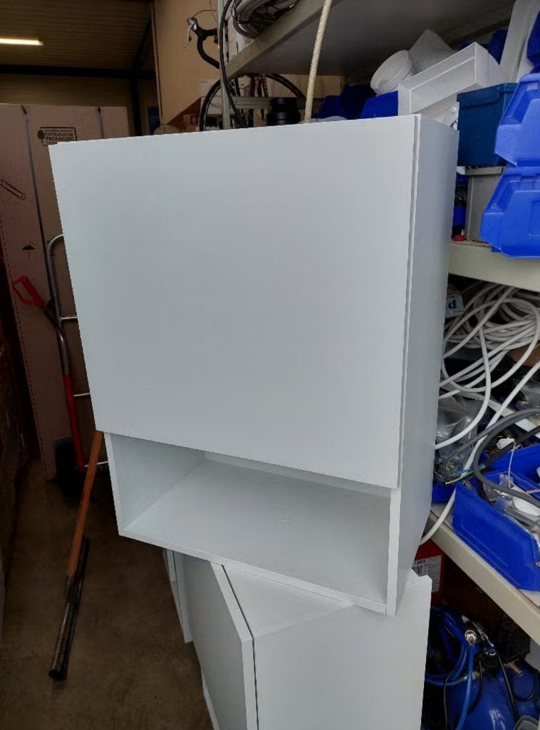 5x Wit/zacht grijs Keukenkastje (hangkastje) met open vak, Ophalen, Wit, Nieuw, 50 tot 100 cm