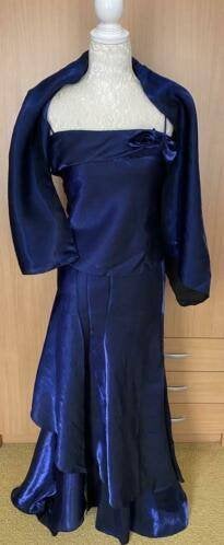 Lange rok met top en stola maat 38 Yves Calin, Kleding | Dames, Gelegenheidskleding, Maat 38/40 (M), Overige typen, Blauw, Ophalen of Verzenden