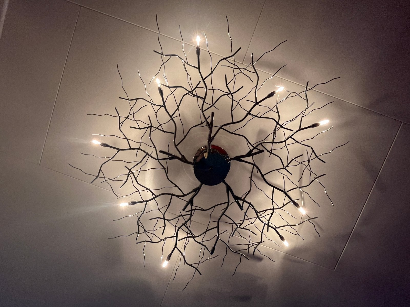 Chromen plafondlamp met takken, Huis en Inrichting, Lampen | Plafondlampen, Ophalen of Verzenden, Zo goed als nieuw, Metaal