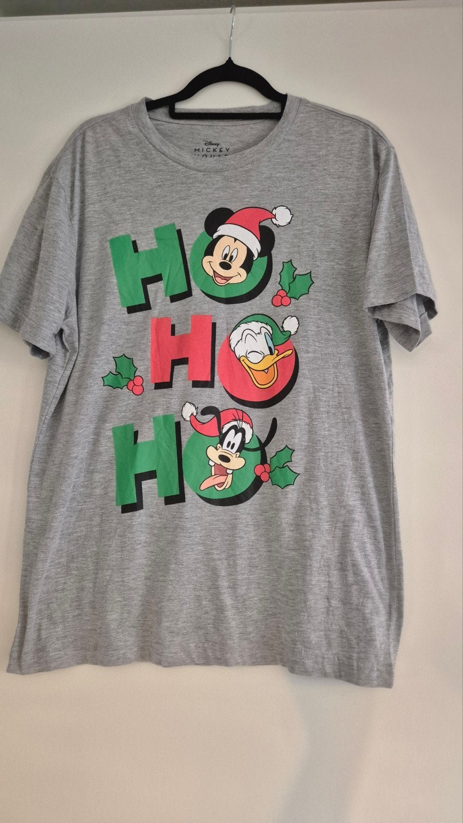 Disney Mickey Mouse Kerst T-shirt - Maat L, Ophalen of Verzenden, Zo goed als nieuw, Grijs, Korte mouw
