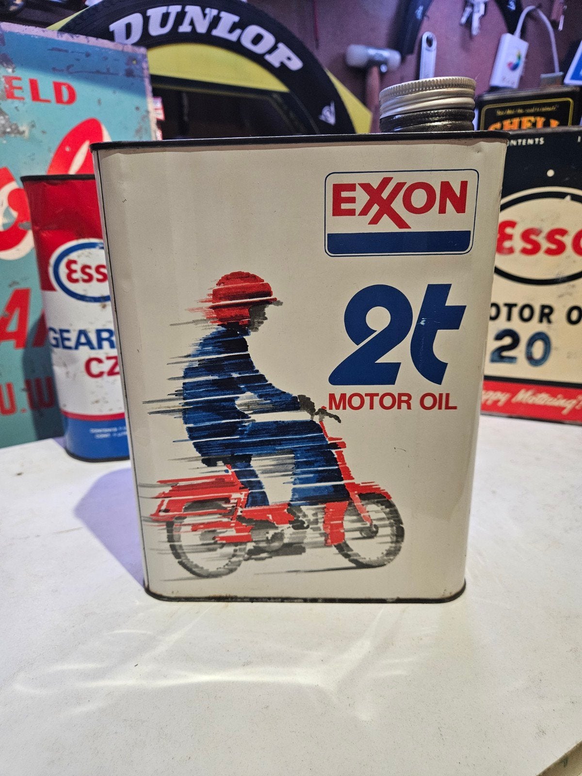 Esso olieblik Exxon 2T Motorolie Brommer, Ophalen of Verzenden, Gebruikt, Overige