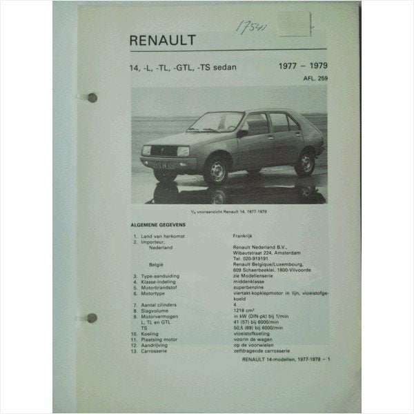 Renault 14 Vraagbaak losbladig 1977-1979 #2 Nederlands, Ophalen of Verzenden, Gelezen, Renault