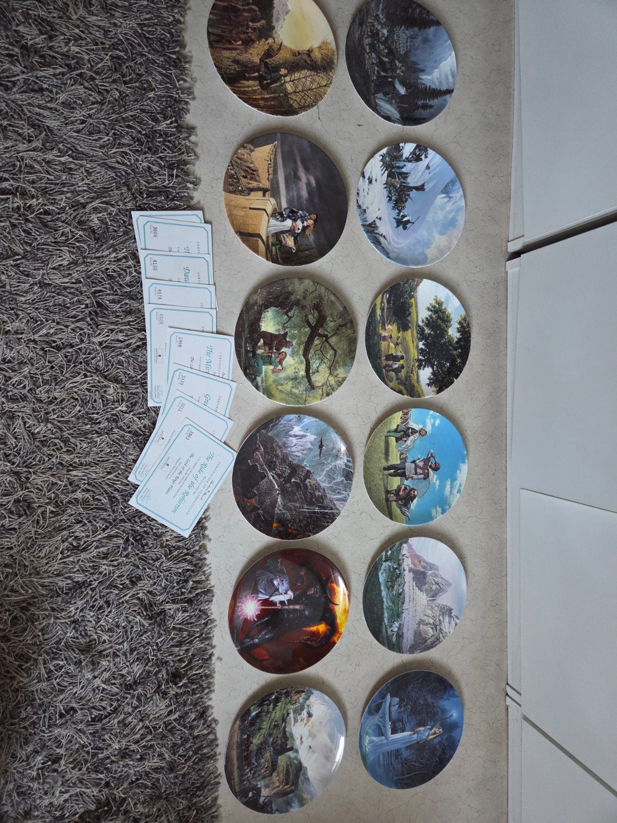 Danbury Mint wandborden Lord of the Rings 12 stuks, Ophalen, Zo goed als nieuw, Overige typen