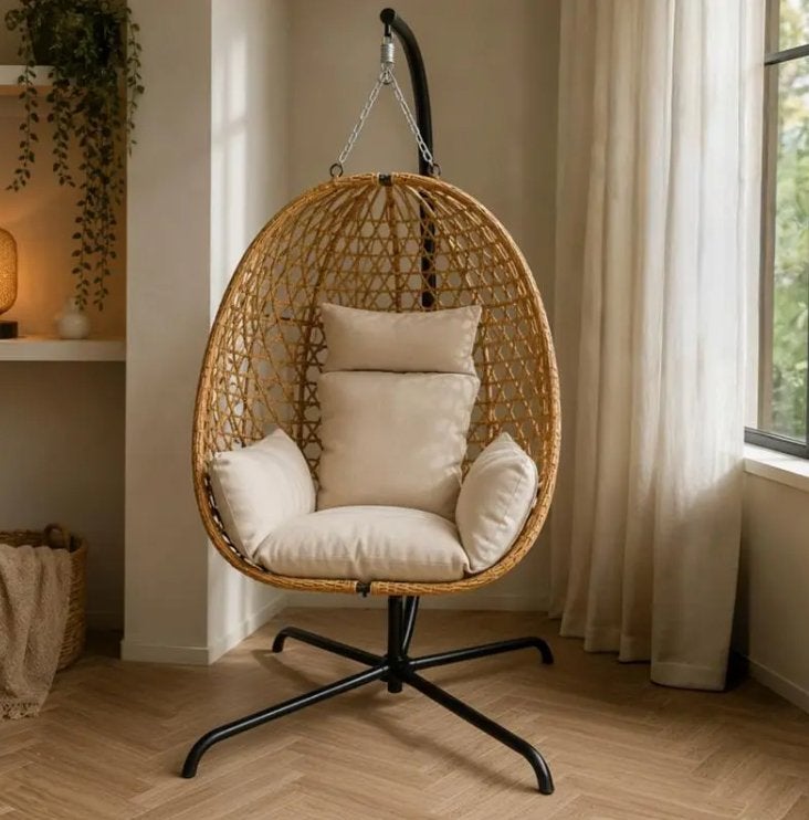 Hangstoel met standaard en kussen - Nieuw in doos, Ophalen, Nieuw, Kunststof