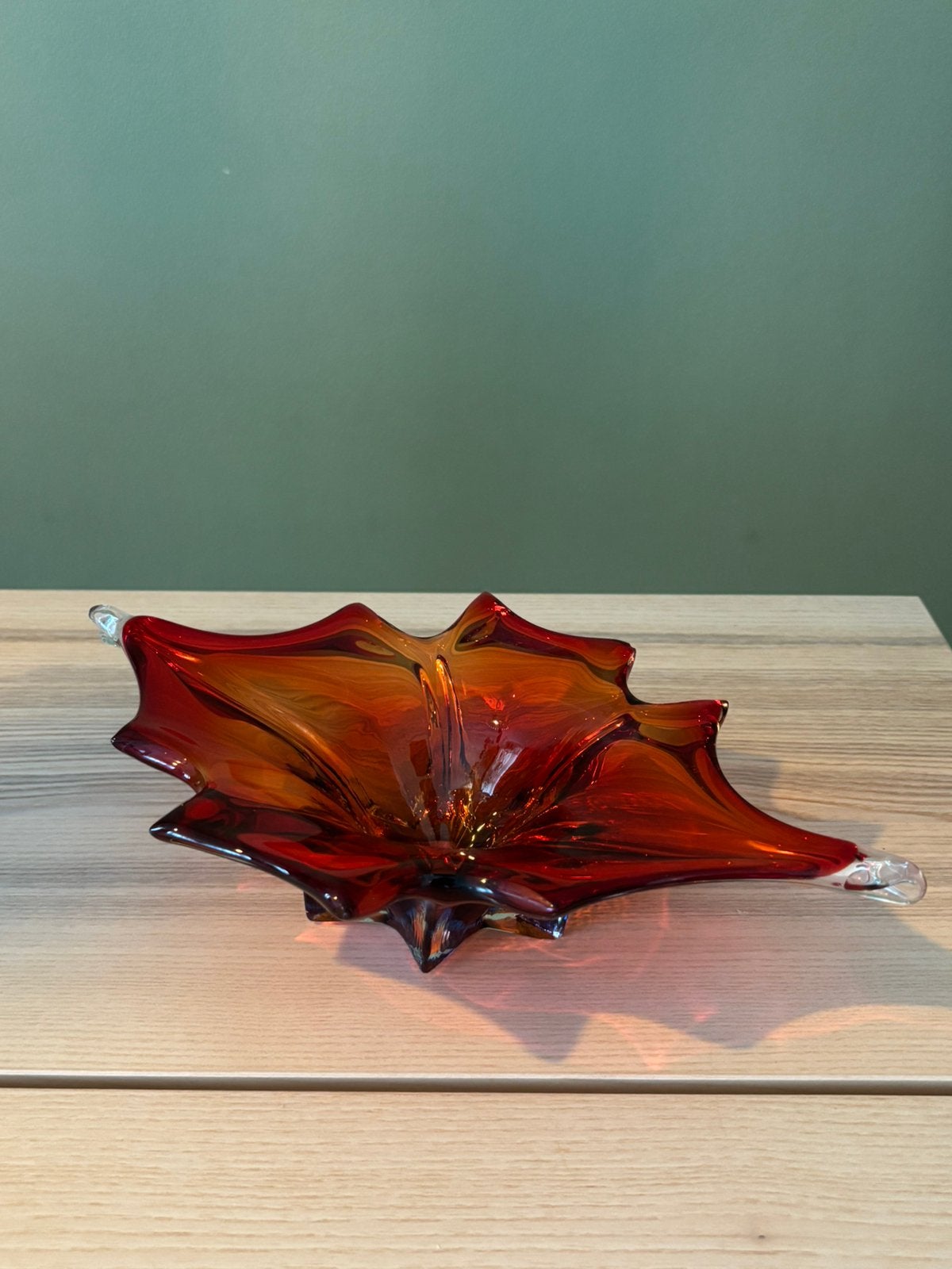 Murano fruitschaal kristal - origineel - oranje/rood, Antiek en Kunst, Ophalen of Verzenden