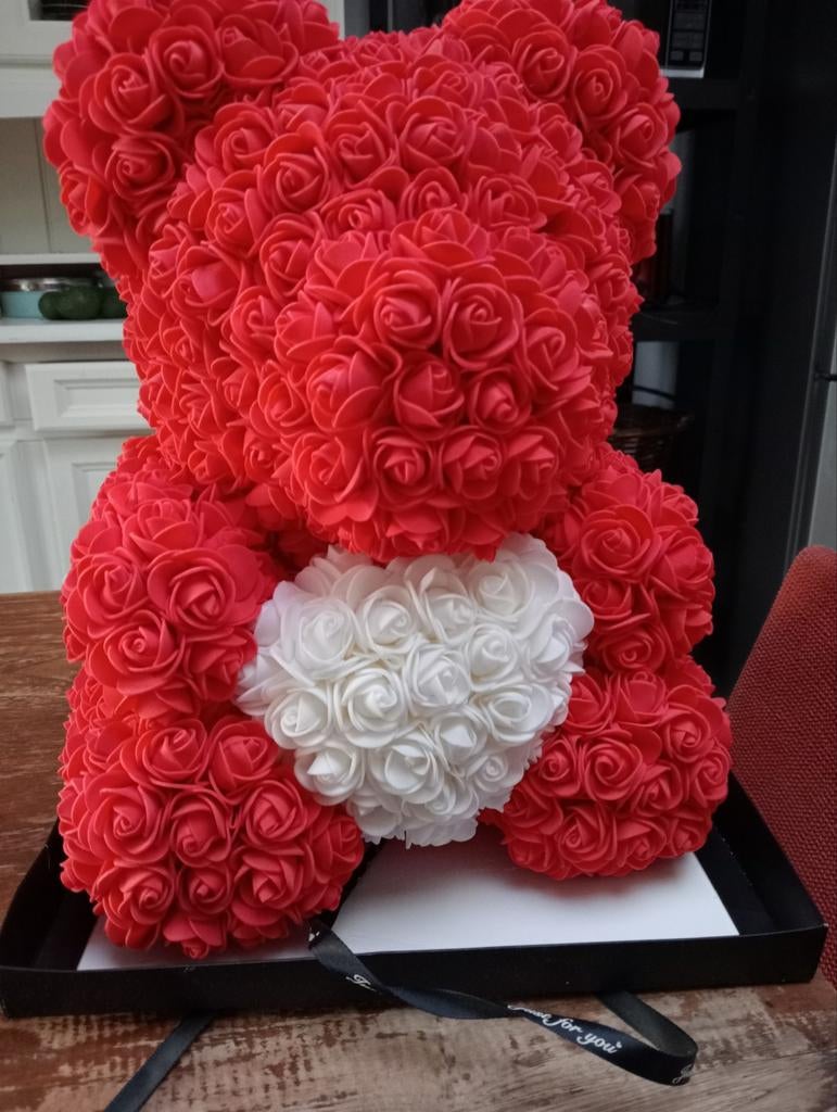 Rozenbeer Rood met Wit Hart - Valentijnscadeau, Ophalen of Verzenden, Nieuw