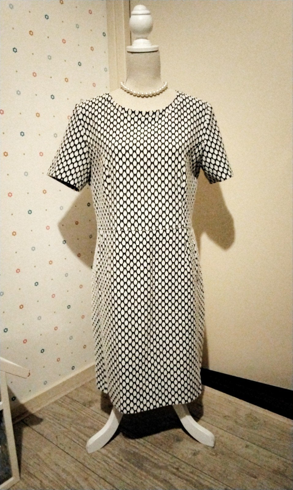 Josphine & Co,  zwart-wit print zomerjurk,  maat 40., Kleding | Dames, Jurken, Zo goed als nieuw, Maat 38/40 (M), Zwart, Knielengte