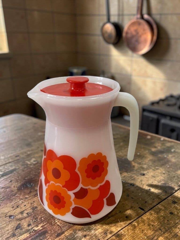 vintage thermoskan met  bloemenmotief ARCOPAL, Ophalen