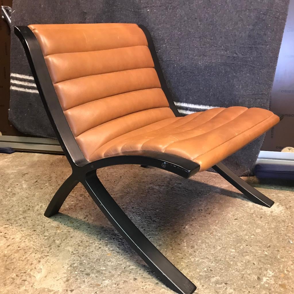 P. Hvidt Orla Molgaard Nielsen X-chair Fritz Hansen fauteuil, Gebruikt, 75 tot 100 cm, Ophalen of Verzenden, Nvt