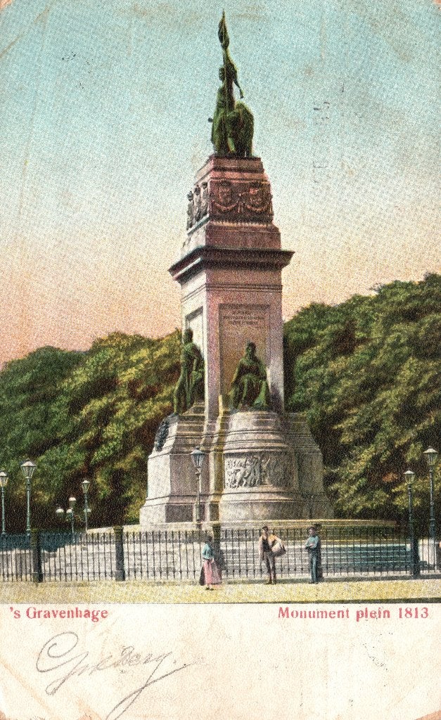 Den Haag, Monument Plein 1813 (1907) 129111, Ophalen of Verzenden, Voor 1920, Gelopen, Zuid-Holland