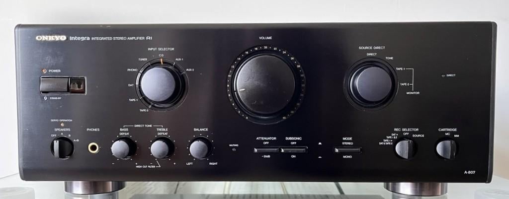 ONKYO Integra A-807 versterker, Ophalen, Gebruikt, 120 watt of meer, Stereo