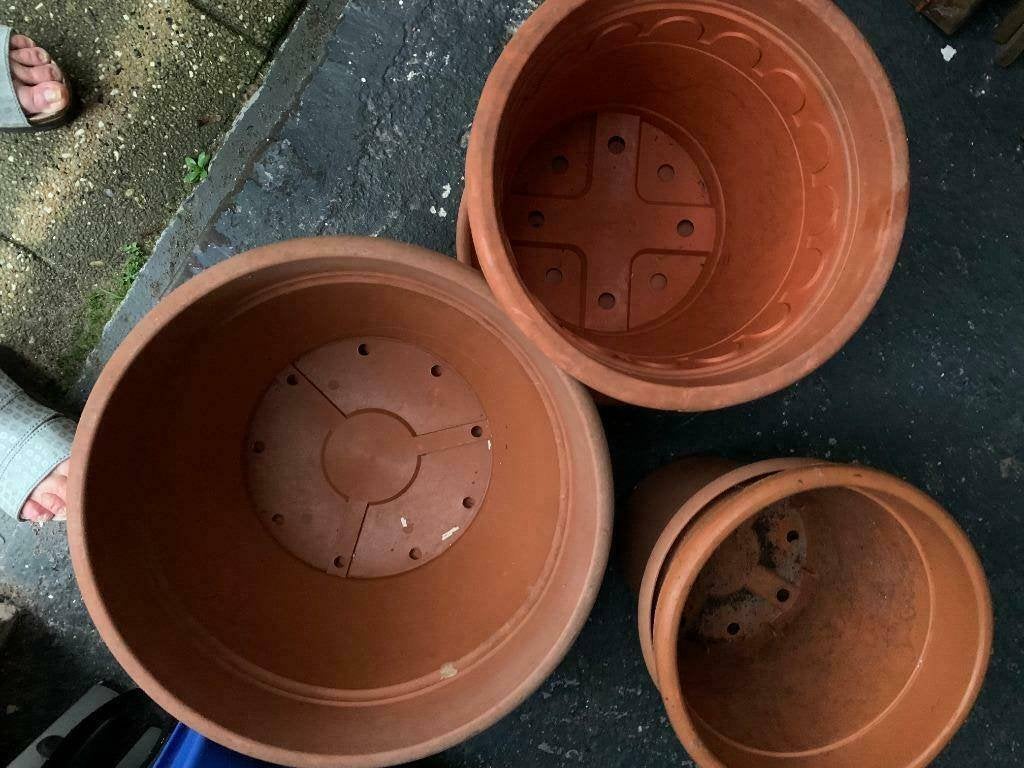 Verscheidene mooie bloempotten te koop, Ophalen, Rond, Zo goed als nieuw, Aardewerk