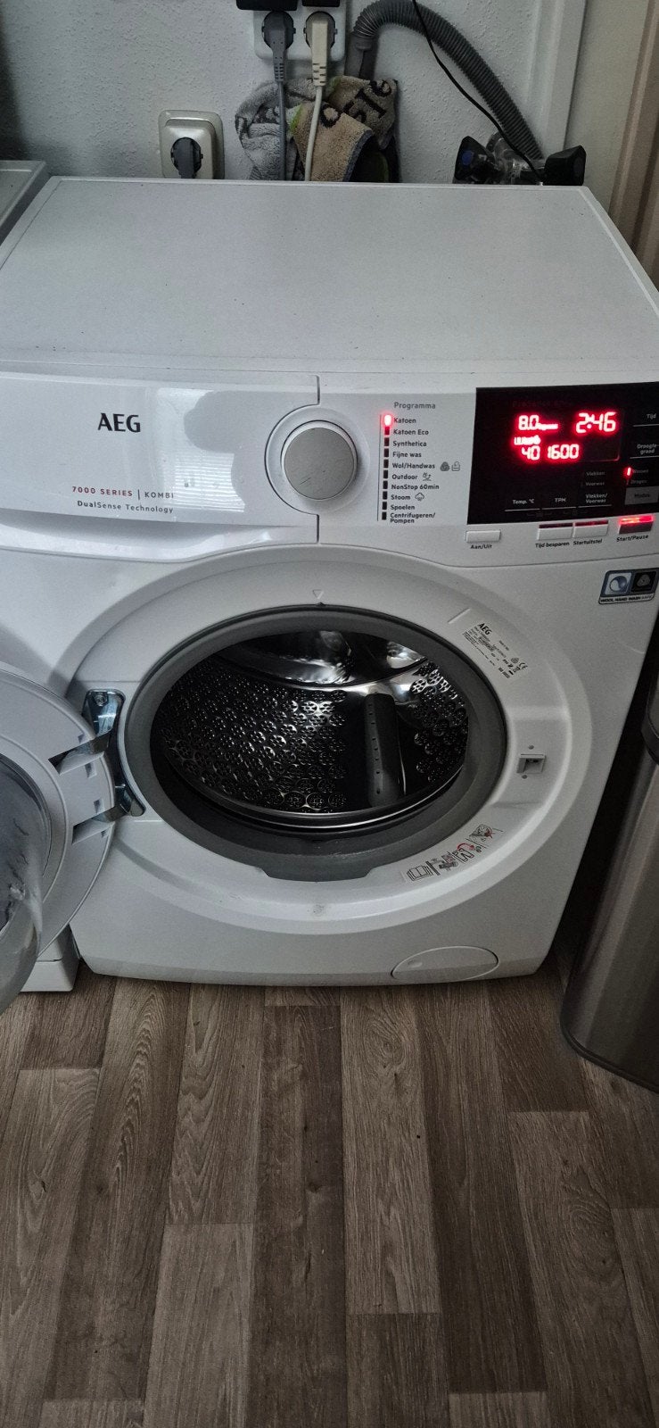 Aeg 7000series was- droogcombinatie 1600toeren 8/4 kilo, Witgoed en Apparatuur, Ophalen, Zo goed als nieuw, Minder dan 85 cm