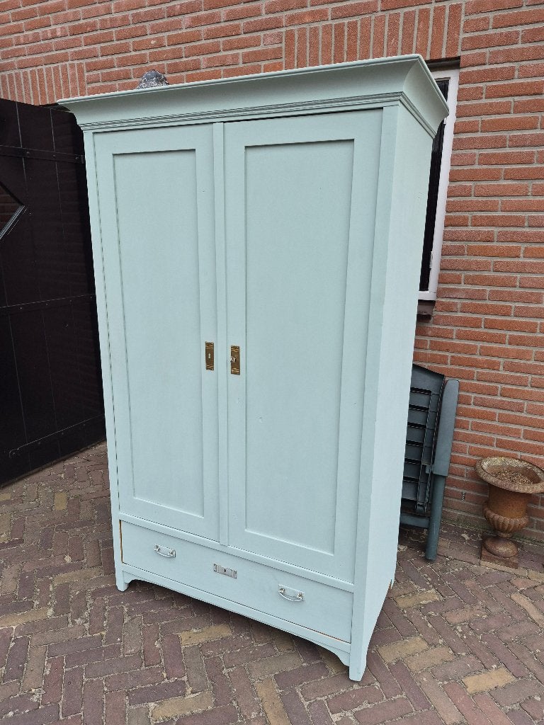 Brocante Kast in de Krijtverf met Lade en Planken, Ophalen of Verzenden