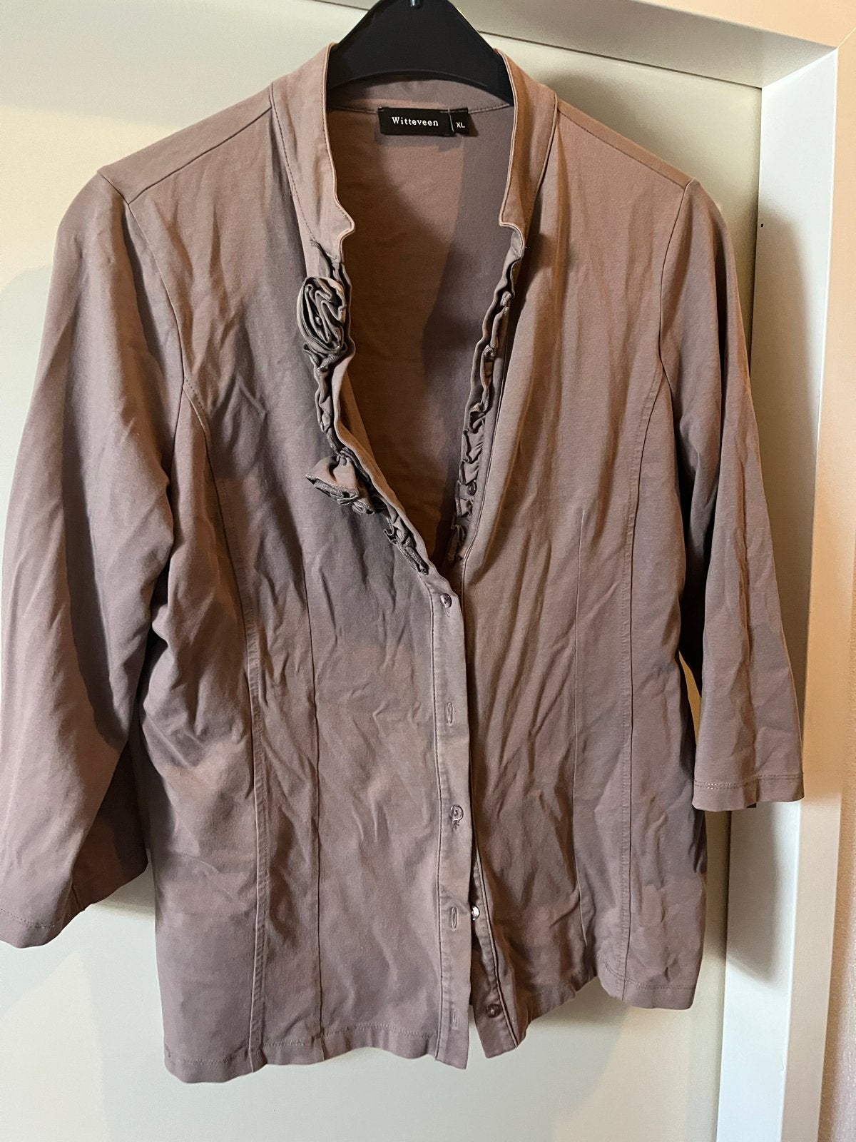 Witteveen Blouse met Ruches - Maat XL, Bruin, Maat 46/48 (XL) of groter, Ophalen of Verzenden, Zo goed als nieuw