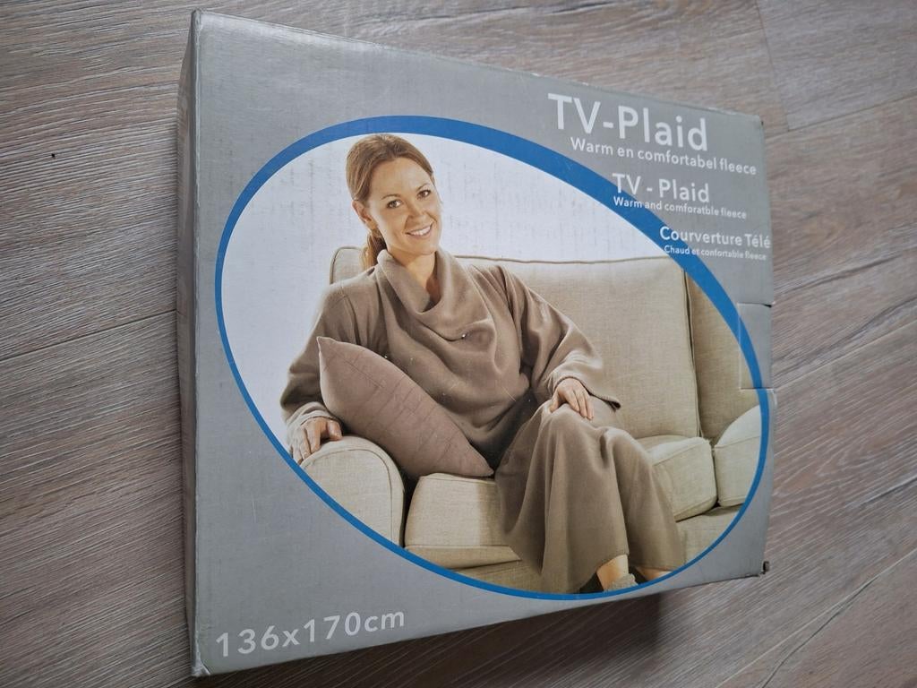 Nieuw: TV Plaid/deken met lange mouwen. Taupe., Ophalen of Verzenden, Nieuw
