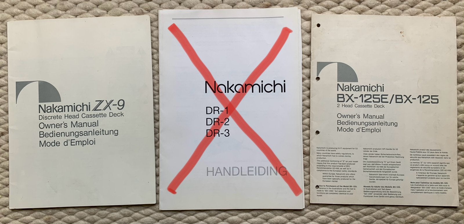 Nakamichi manuals ZX9 BX125 E handleiding gebruiksaanwijzing, Audio, Tv en Foto, Cassettedecks, Overige merken, Enkel, Ophalen of Verzenden