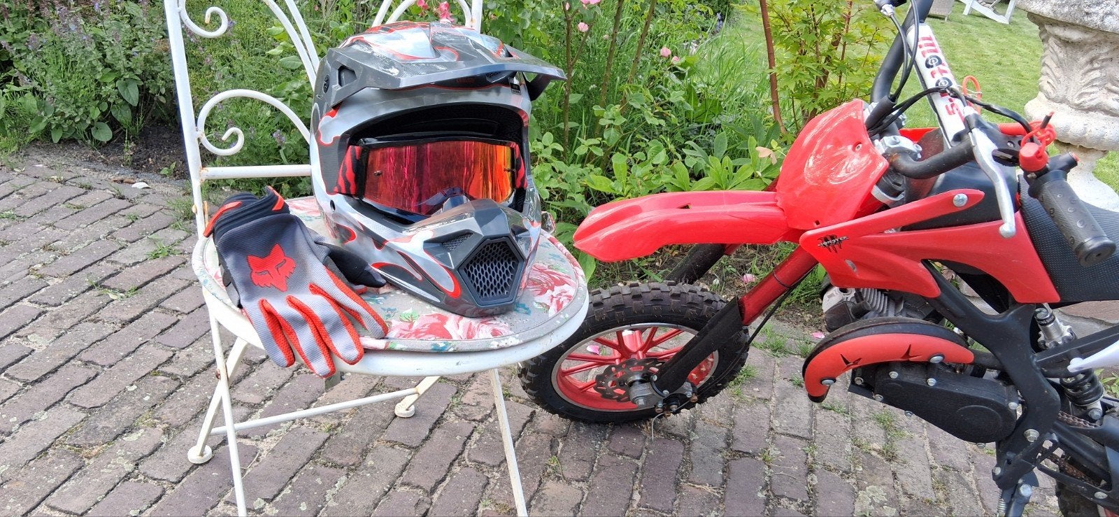 Motorhelm met handschoenen en bril voor kinderen, Motorcrosskleding, Kinderen, Ophalen of Verzenden, Fox Racing