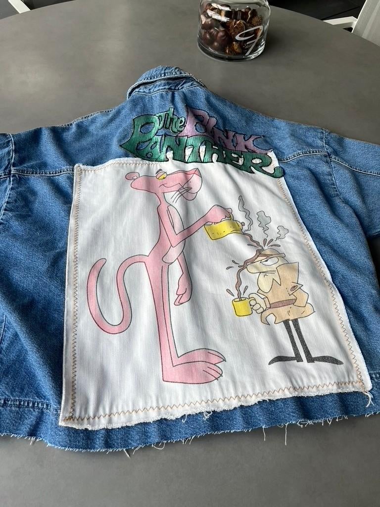 Blauw Pink Panther Zara spijkerjasje, maat M = XL oversized, Kleding | Dames, Zara, Maat 46/48 (XL) of groter, Zo goed als nieuw
