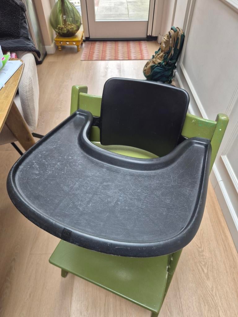 Stokke Tripp Trapp Babyset Compleet Zwart met tafelblad, Ophalen, Gebruikt, Meegroeistoel, Afneembaar eetblad