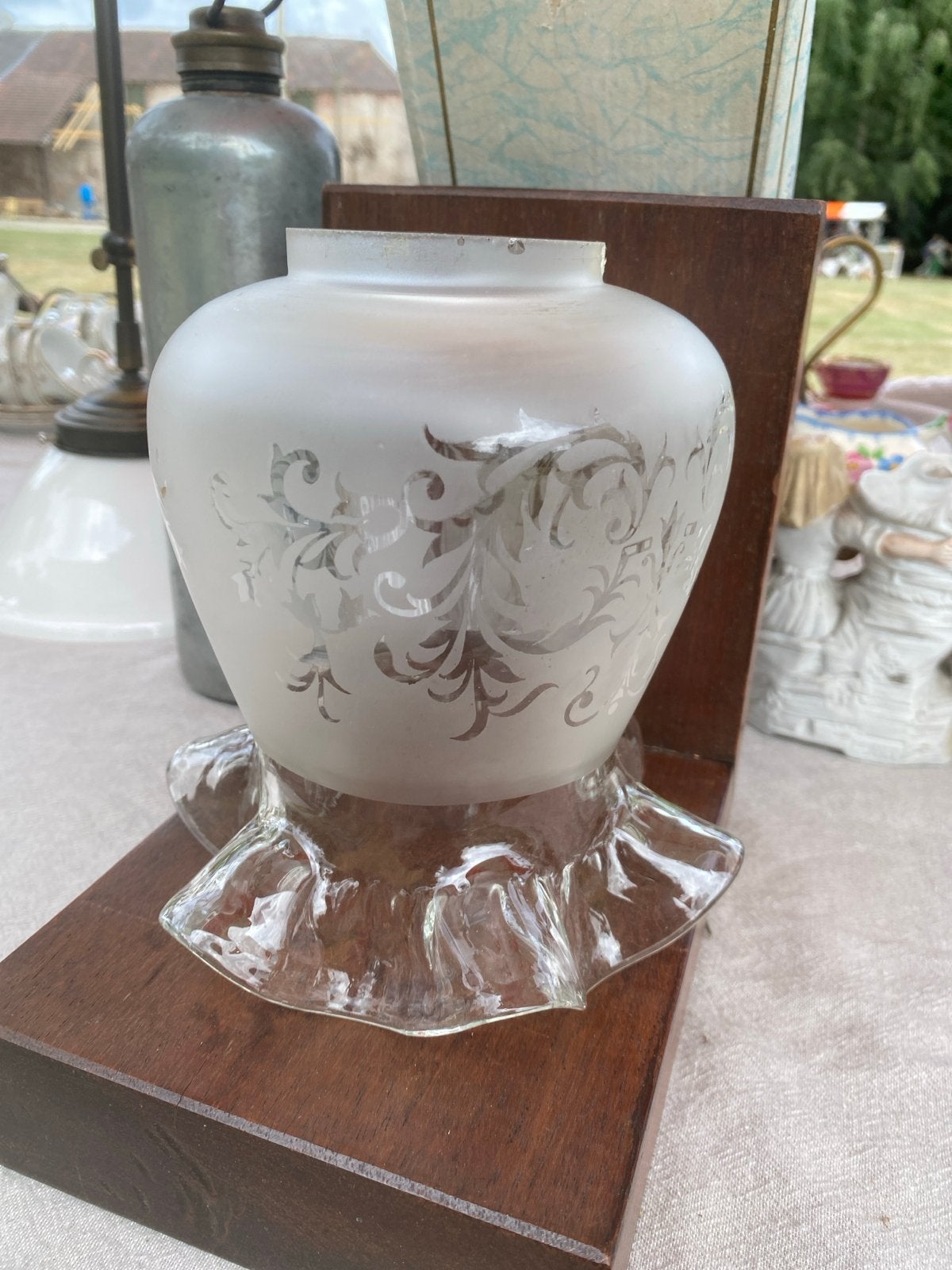 Vintage glazen lampenkap met geëtst decor, Ophalen