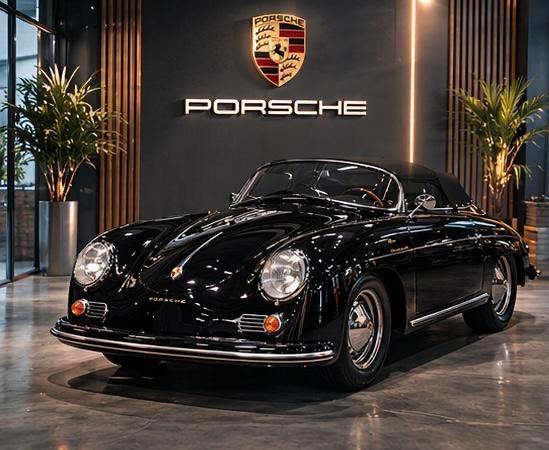 Porsche 356 Speedster 1957 recreation by Balzer/Apal, Auto's, Voorwielaandrijving, Cabriolet, Zwart, Leder